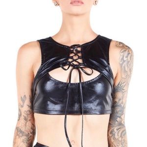 iHeartRaves Femme Fatale Black Crop Top